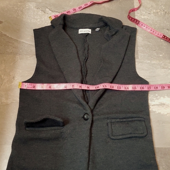 525 America Long Sweater Vest Cardigan. Dark Grey. Sleeveless. Merino Wool. S. - Picture 8 of 12